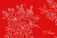 一款中国风情牡丹花线描矢量素材